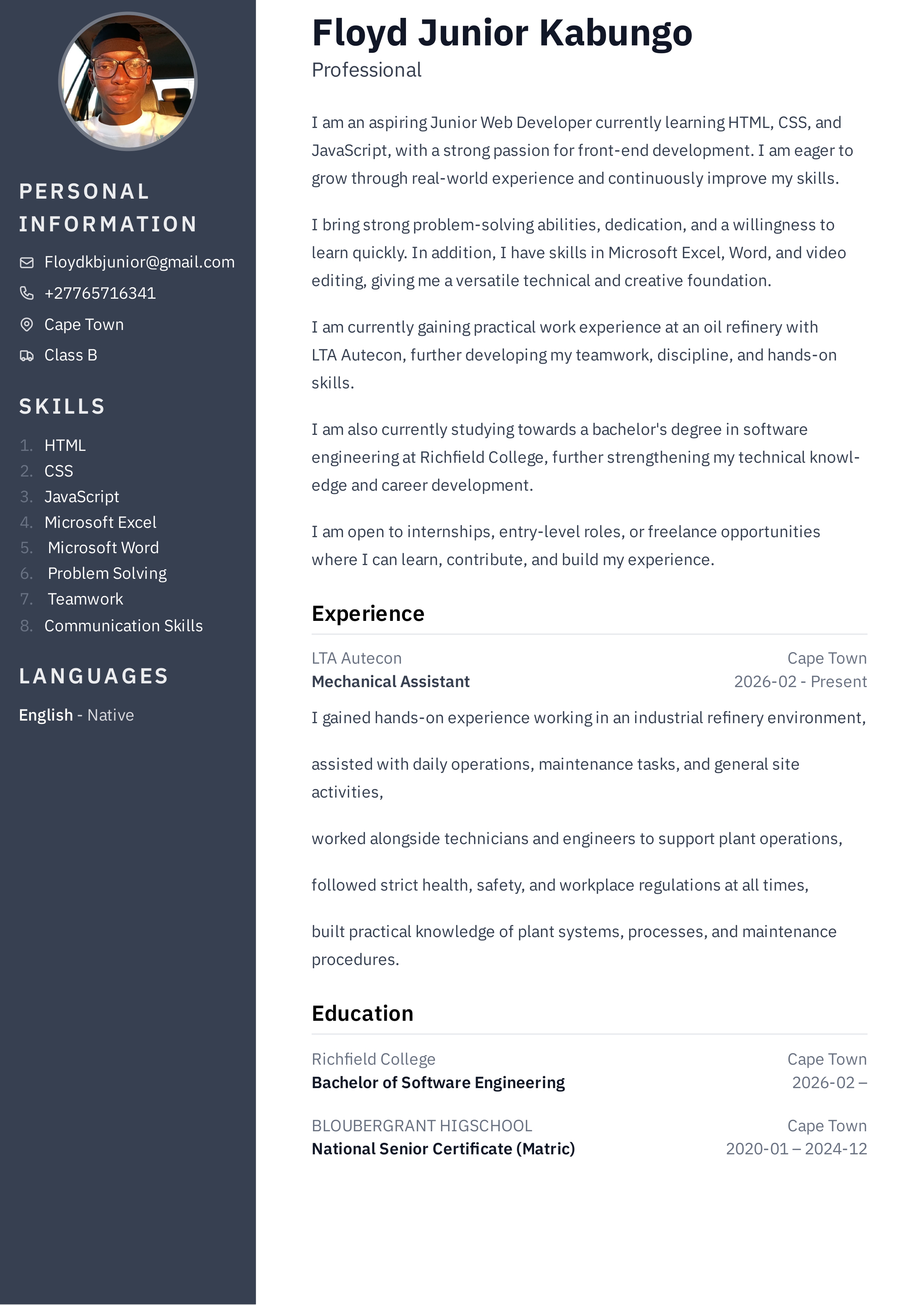 CV Creation Project